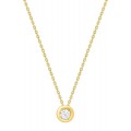 Collar de oro amarillo de 18K con diamante 0.18 ct en chatón de 42 cm