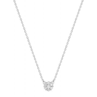 Colar em ouro branco 18K de 42 cm com roseta de diamante de 0.15 ct