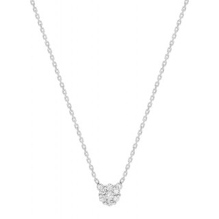 Collar de oro blanco de 18K con rosetón de diamantes 0.15 ct
