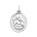 Medalha oval em prata com um anjo pensante