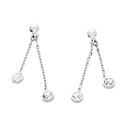 Pendientes de plata cadena circonitas en chatón
