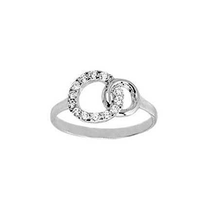 Anillo de plata 2 círculos entrelazados circonita