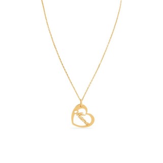 Colar plaqueado a ouro Mamá com coração de 42+3cm