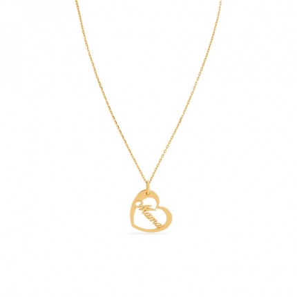 Colar plaqueado a ouro Mamá com coração de 42+3cm