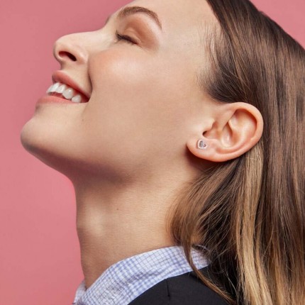 Pendientes de plata con corazón circonita