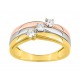 Anillo solitario de oro tricolor 18K con 3 diamantes 0.26 ct