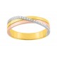 Media alianza oro tricolor 18K con 25 diamantes en carril