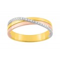 Meia aliança em ouro tricolor 18K com 25 diamantes