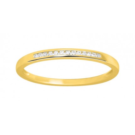 Meia aliança em ouro amarelo 18K em com 13 diamantes