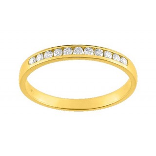 Media alianza oro amarillo 18K con 13 diamantes en carril