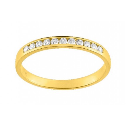 Meia aliança em ouro amarelo 18K com 13 diamantes