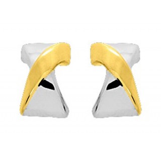 Brincos em ouro bicolor 18K em forma de X