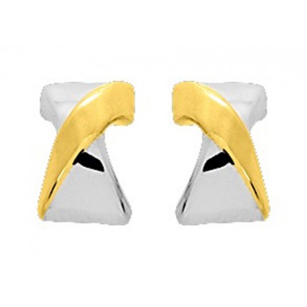 Brincos em ouro bicolor 18K em forma de X