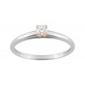 Anel solitário em ouro bicolor 18K com diamante central de 0 12.ct