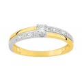 Sortija de oro bicolor 18K con diamante central pastille