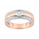 Sortija de oro bicolor 18K con diamante central pastille