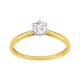 Sortija de oro bicolor de 18K circonita central con 6 garras