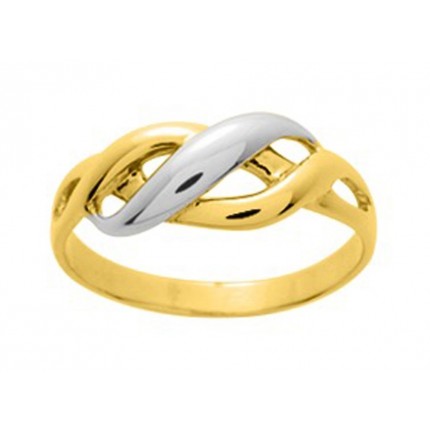 Anel em ouro amarelo 18K com desgin duplo de nó