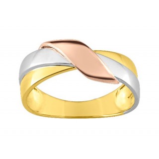 Anel em ouro tricolor 18K com desgin simples de nó