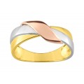 Anel em ouro tricolor 18K com desgin simples de nó