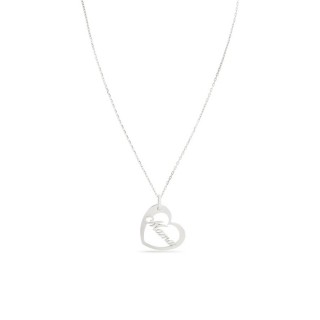 Collar de plata corazón y mamá  42+3cm