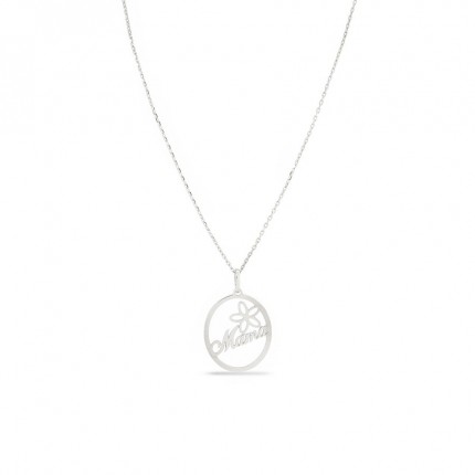 Collar de plata con circulo Mamá 42+3cm