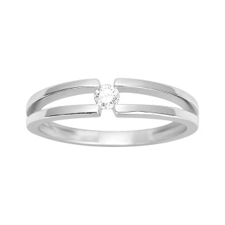 Anillo solitario de oro blanco de 18K y diamante 0.08 ct