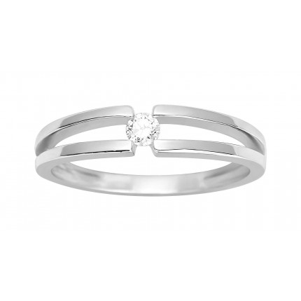 Anillo solitario de oro blanco de 18K y diamante 0.08 ct