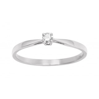 Anillo solitario de oro blanco de 18K y diamante 0.08 ct