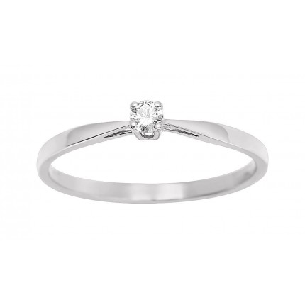 Anel solitário em ouro branco 18K e diamante de 0.08 ct