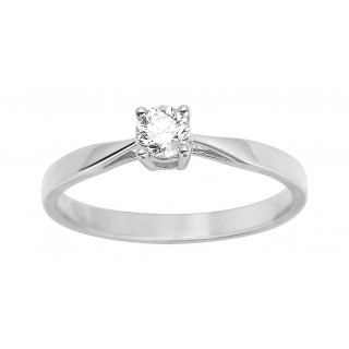 Anillo solitario de oro blanco de 18K y diamante 0.23 ct