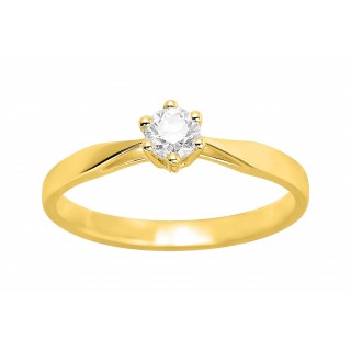 Anel solitário em ouro amarelo 18K e diamante de 0.23 ct