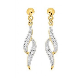 Pendientes de oro bicolor de 9K espiral con circonita