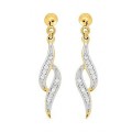 Brincos em ouro bicolor de 9K espiral com zircónia