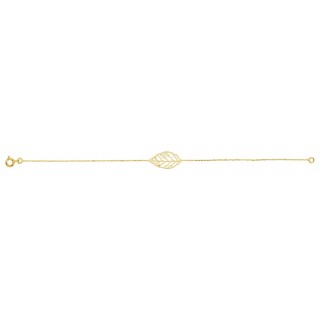 Pulsera bañada en oro de 18 cm con diseño de hoja