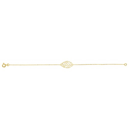 Pulsera bañada en oro de 18 cm con diseño de hoja