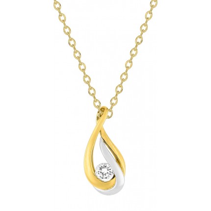 Collar de bañado en oro bicolor con rodio y circonita
