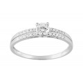Anel solitario em ouro branco 9 kt com zirc. 2 tiras