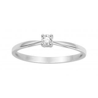 Anillo solitario de oro blanco de 18K y diamante 0,08 ct