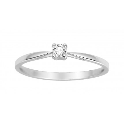 Anel solitário em ouro branco 18K com diamante de 0,08 ct