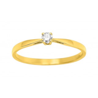 Anel solitário em ouro amarelo 18K com diamante de 0,08 ct