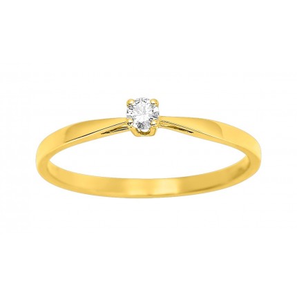 Anillo solitario de oro amarillo de 18K y diamante 0,08 ct