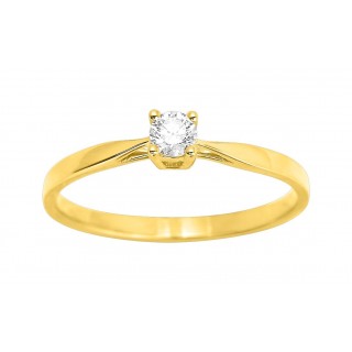 Anillo solitario de oro amarillo de 18K y diamante 0,14 ct