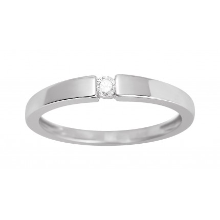 Anillo solitario oro blanco 18K y diamante 0,06 ct