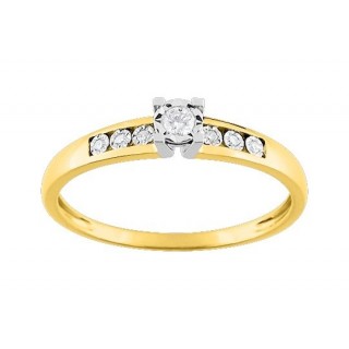 Anillo de oro amarillo 18K 7 diamantes pastille 0,07 ct