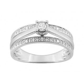 Anillo media alianza de oro blanco 18K y diamantes