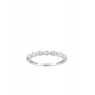 Anillo de oro blanco 18K circonitas en chatones y rombos