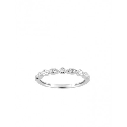 Anel em ouro branco 18K com chatón