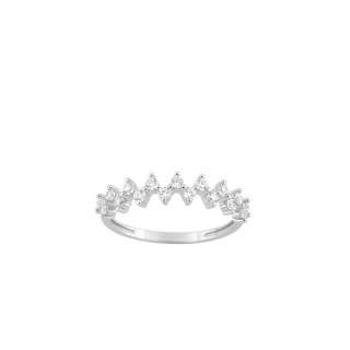 Anillo de oro blanco de 18K con triángulos de circonitas