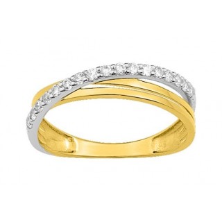 Anel em ouro 18K cruzado com zircónias